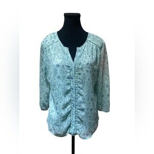 St. John's Bay Light Green Paisley Blouse GUC MP